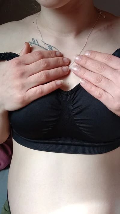 User request: I show you my bras and knead my tits for you.
