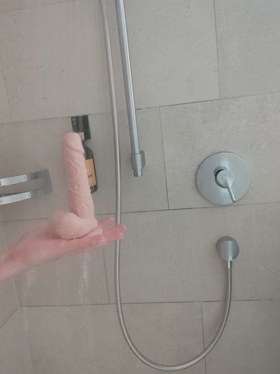 Use the dildo after showering